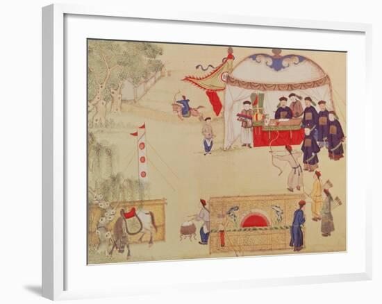 An Archery Contest, Late 18th Century, (Colour on Silk)-null-Framed Giclee Print