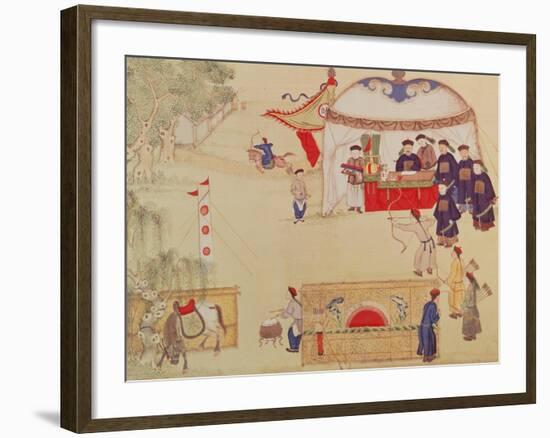 An Archery Contest, Late 18th Century, (Colour on Silk)-null-Framed Giclee Print