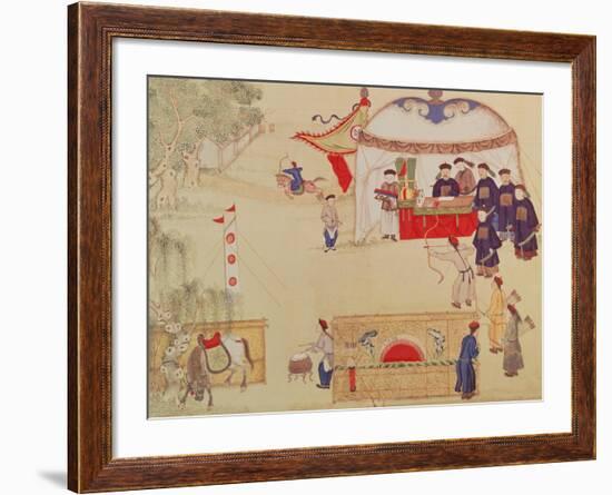 An Archery Contest, Late 18th Century, (Colour on Silk)-null-Framed Giclee Print