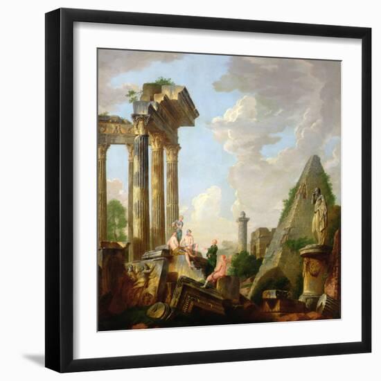 An Architectural Capriccio with a Preaching Apostle before Ruins-Giovanni Paolo Pannini or Panini-Framed Giclee Print