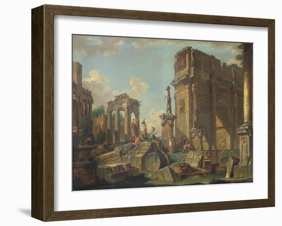 An Architectural Capriccio with the Arch of Constantine-Giovanni Paolo Pannini-Framed Giclee Print