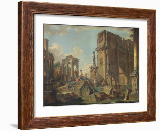 An Architectural Capriccio with the Arch of Constantine-Giovanni Paolo Pannini-Framed Giclee Print