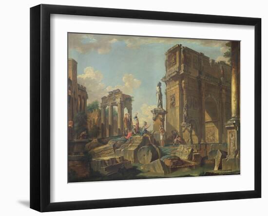 An Architectural Capriccio with the Arch of Constantine-Giovanni Paolo Pannini-Framed Giclee Print