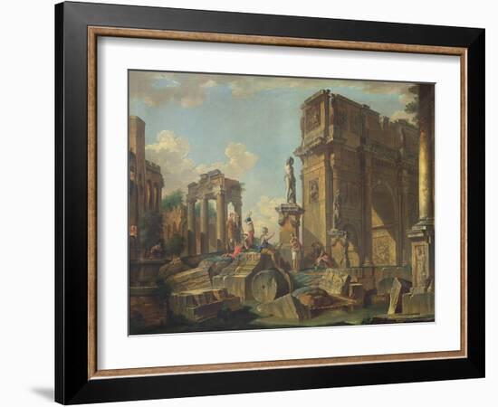 An Architectural Capriccio with the Arch of Constantine-Giovanni Paolo Pannini-Framed Giclee Print