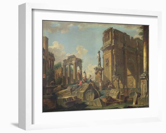 An Architectural Capriccio with the Arch of Constantine-Giovanni Paolo Pannini-Framed Giclee Print