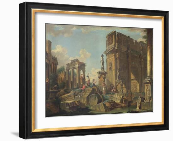 An Architectural Capriccio with the Arch of Constantine-Giovanni Paolo Pannini-Framed Giclee Print