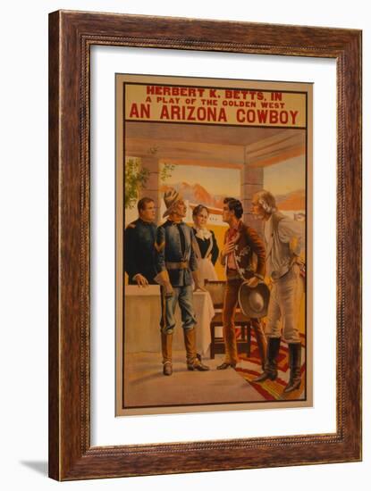 An Arizona Cowboy - Western Play Poster-Lantern Press-Framed Art Print