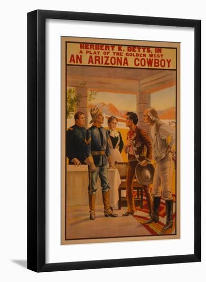 An Arizona Cowboy - Western Play Poster-Lantern Press-Framed Art Print