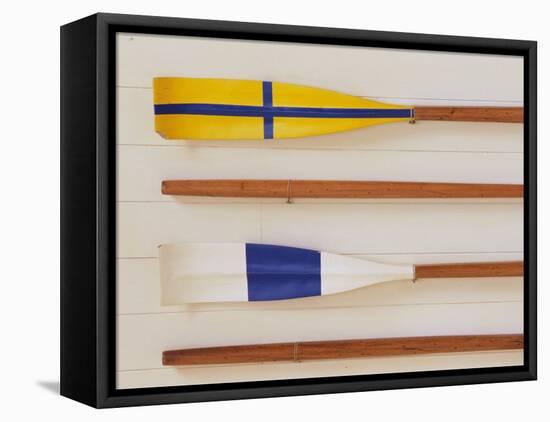 An Array of boat oars Mounted on a wall-null-Framed Premier Image Canvas