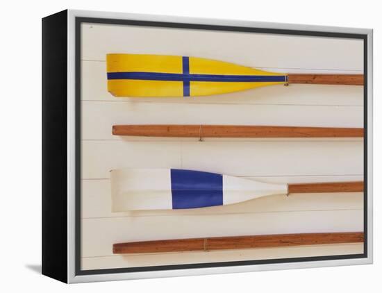 An Array of boat oars Mounted on a wall-null-Framed Premier Image Canvas