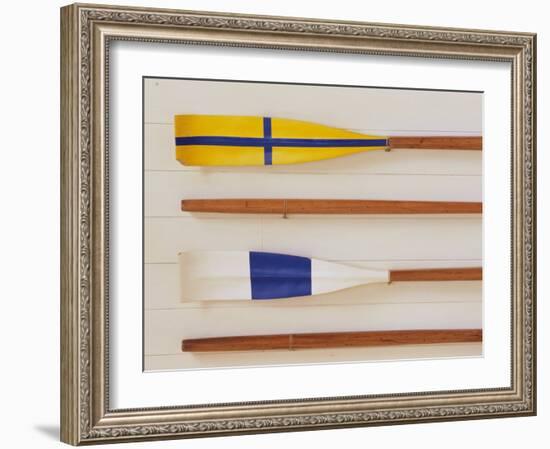 An Array of boat oars Mounted on a wall-null-Framed Photographic Print