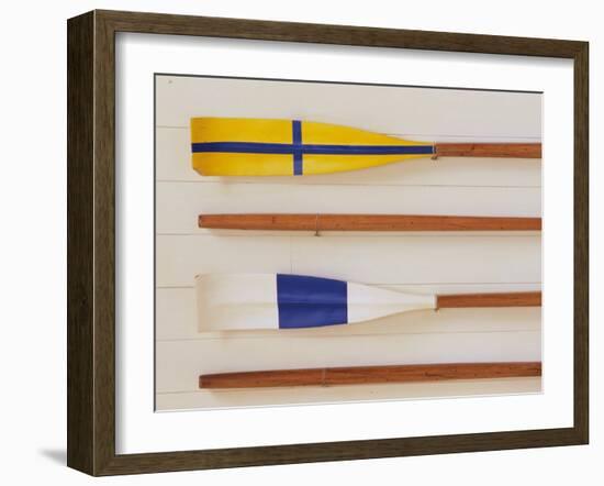 An Array of boat oars Mounted on a wall-null-Framed Photographic Print