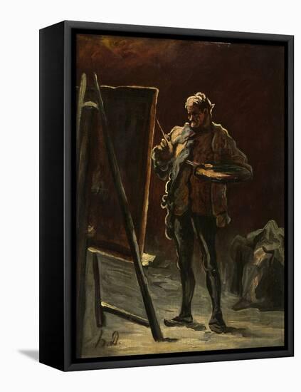 An Artist, C.1870?-75 (Oil on Canvas, Mounted on Panel)-Honore Daumier-Framed Premier Image Canvas