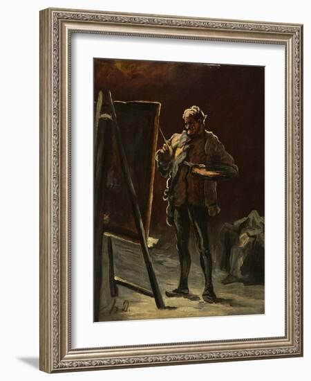 An Artist, C.1870?-75 (Oil on Canvas, Mounted on Panel)-Honore Daumier-Framed Giclee Print