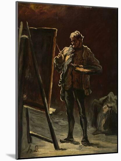 An Artist, C.1870?-75 (Oil on Canvas, Mounted on Panel)-Honore Daumier-Mounted Giclee Print