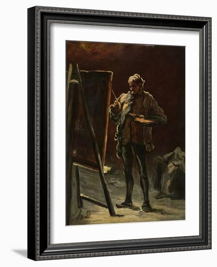 An Artist, C.1870?-75 (Oil on Canvas, Mounted on Panel)-Honore Daumier-Framed Giclee Print