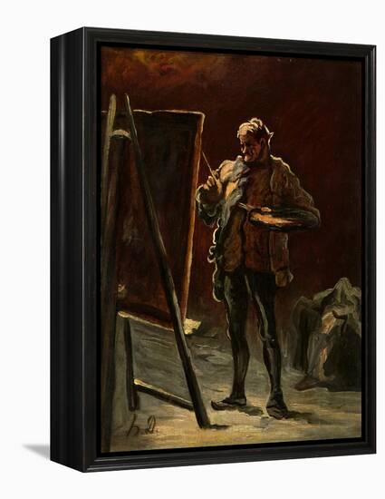 An Artist, C.1870-75 (Oil on Canvas, Mounted on Panel)-Honore Daumier-Framed Premier Image Canvas