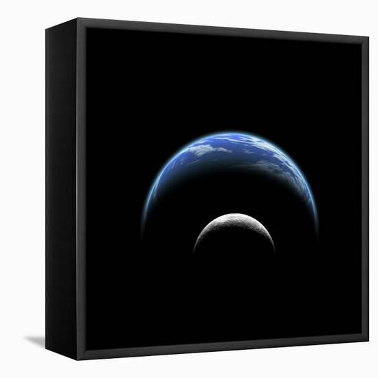 An Artist's Depiction of a Large Planet Covered by Oceans with a Thick Atmosphere-null-Framed Stretched Canvas