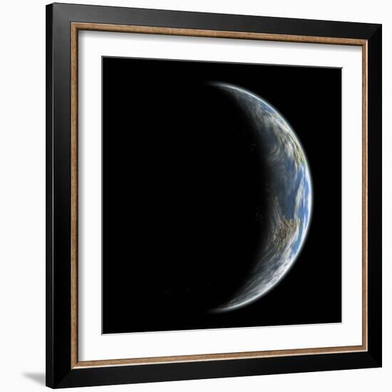 An Artist's Depiction of an Earth-Like Planet Alone in Space-null-Framed Art Print