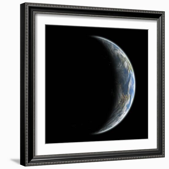 An Artist's Depiction of an Earth-Like Planet Alone in Space-null-Framed Art Print