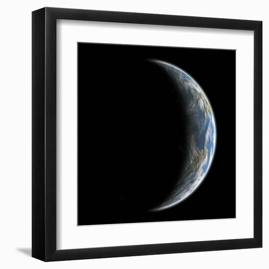 An Artist's Depiction of an Earth-Like Planet Alone in Space-null-Framed Art Print