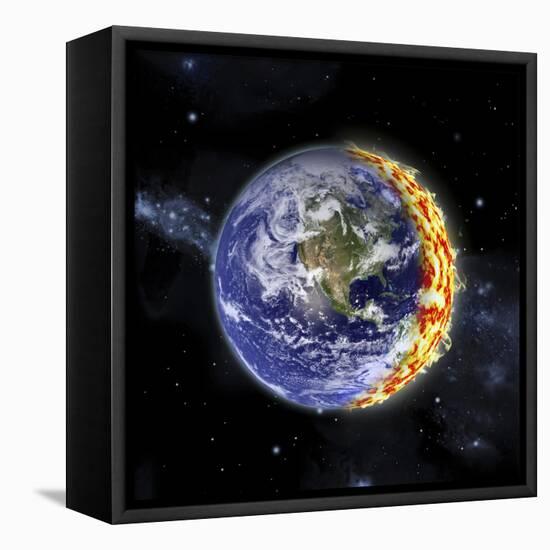 An Artist's Depiction of Planet Earth Catching on Fire-null-Framed Stretched Canvas