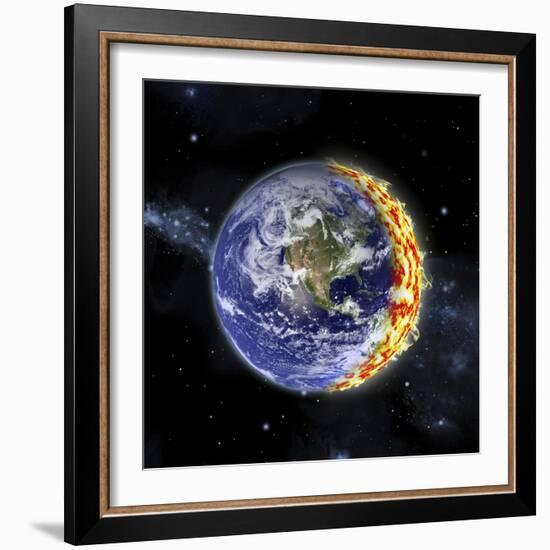 An Artist's Depiction of Planet Earth Catching on Fire-null-Framed Art Print