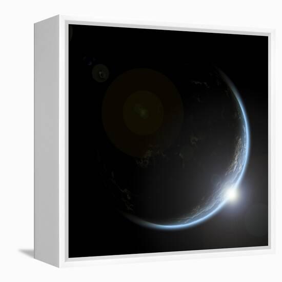 An Artist's Depiction of Sunrise over a Planet Viewed from Space-null-Framed Stretched Canvas