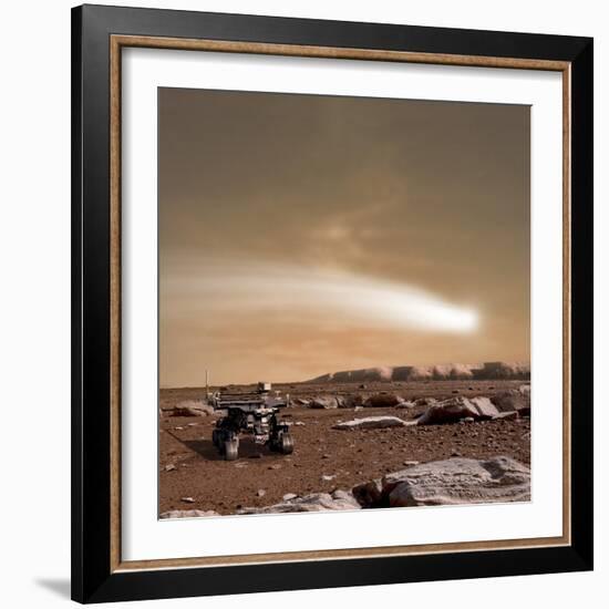An Artist's Depiction of the Close Pass of Comet C-2013 A1 over Mars-null-Framed Premium Giclee Print