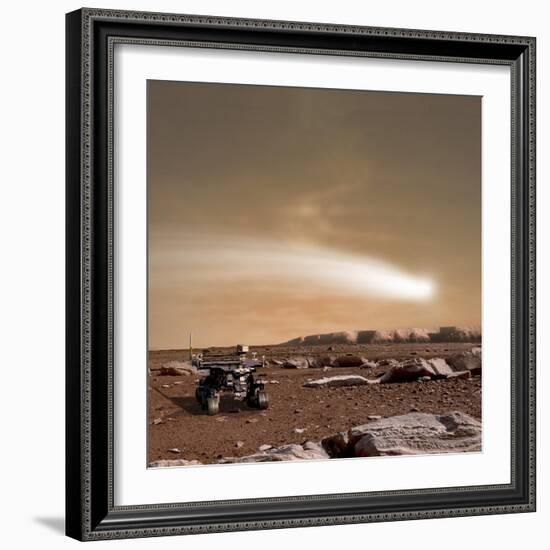 An Artist's Depiction of the Close Pass of Comet C-2013 A1 over Mars-null-Framed Premium Giclee Print