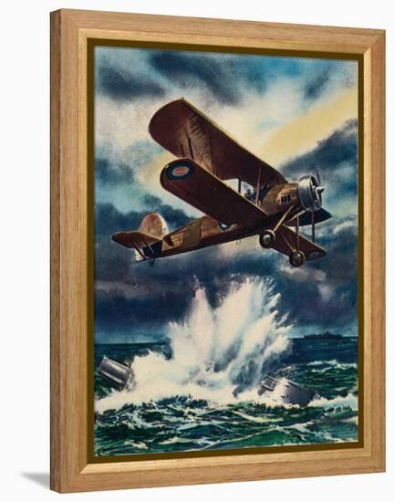 An Artists Impression of a Fairey Swordfish Sinking a U Boat in the North Sea, 1940-null-Framed Premier Image Canvas