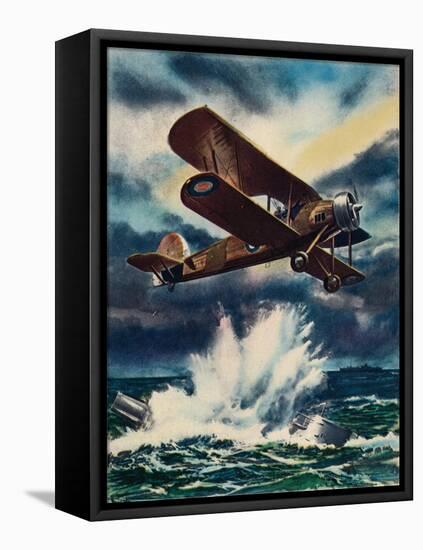 An Artists Impression of a Fairey Swordfish Sinking a U Boat in the North Sea, 1940-null-Framed Premier Image Canvas