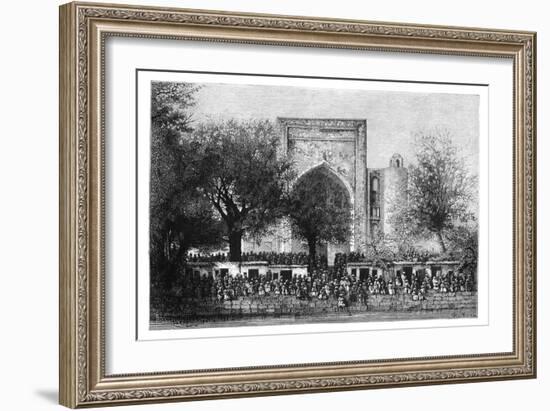 An Assembly before the Mosque in Bukhara, Uzbekistan, 1895-Armand Kohl-Framed Giclee Print