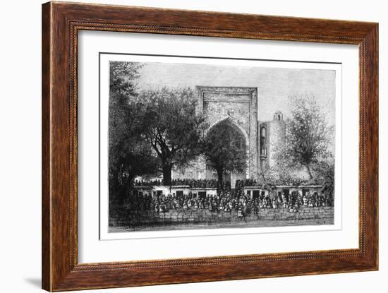 An Assembly before the Mosque in Bukhara, Uzbekistan, 1895-Armand Kohl-Framed Giclee Print