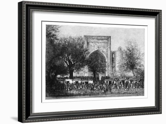 An Assembly before the Mosque in Bukhara, Uzbekistan, 1895-Armand Kohl-Framed Giclee Print