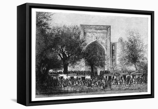 An Assembly before the Mosque in Bukhara, Uzbekistan, 1895-Armand Kohl-Framed Premier Image Canvas