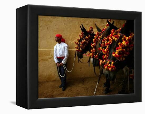 An Assistant of the Spanish Rejoneador Mounted Bullfighter Pablo Hermoso-null-Framed Premier Image Canvas