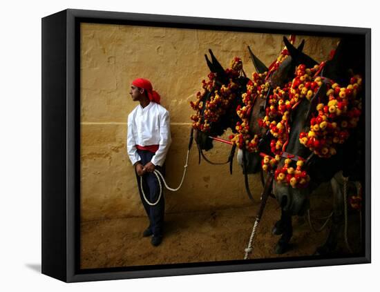 An Assistant of the Spanish Rejoneador Mounted Bullfighter Pablo Hermoso-null-Framed Premier Image Canvas