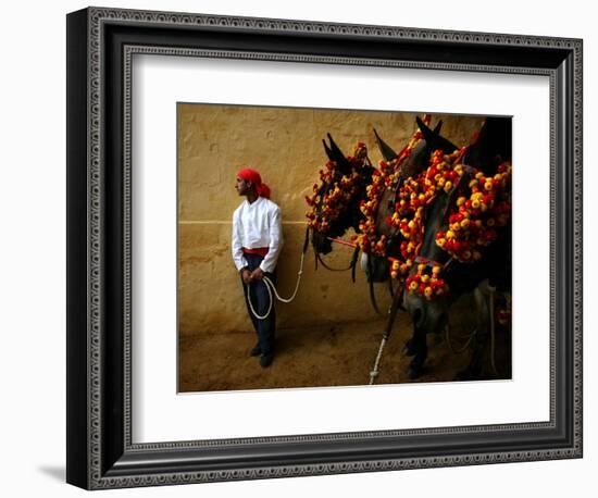 An Assistant of the Spanish Rejoneador Mounted Bullfighter Pablo Hermoso-null-Framed Photographic Print