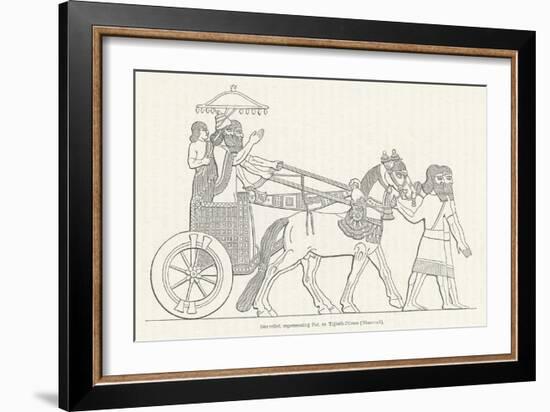 An Assyrian Ruler Rides in His Chariot Drawn by Two Horses with Two Grooms and Two Attendants-null-Framed Art Print