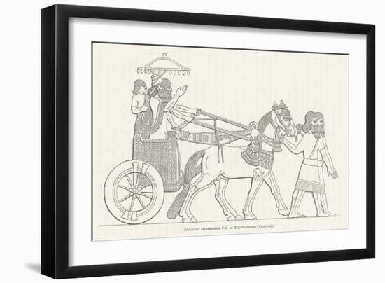 An Assyrian Ruler Rides in His Chariot Drawn by Two Horses with Two Grooms and Two Attendants-null-Framed Art Print