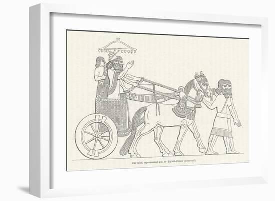 An Assyrian Ruler Rides in His Chariot Drawn by Two Horses with Two Grooms and Two Attendants--Framed Art Print