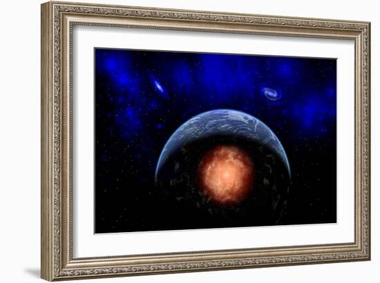 An Asteroid Impacting the Earth-null-Framed Art Print