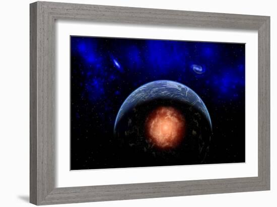 An Asteroid Impacting the Earth-null-Framed Art Print