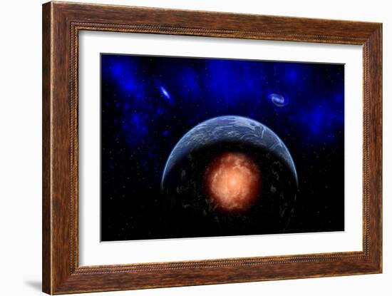 An Asteroid Impacting the Earth-null-Framed Art Print