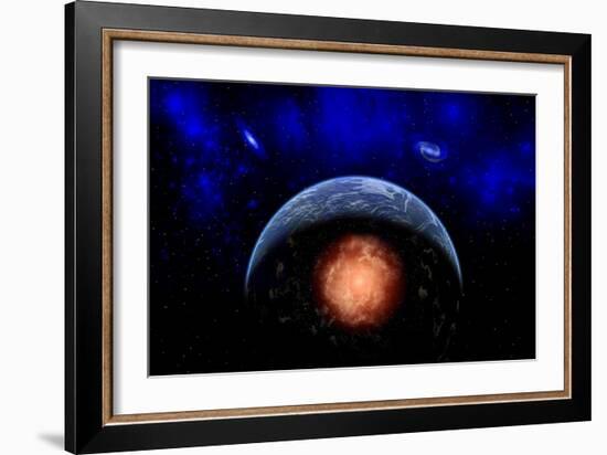 An Asteroid Impacting the Earth-null-Framed Art Print