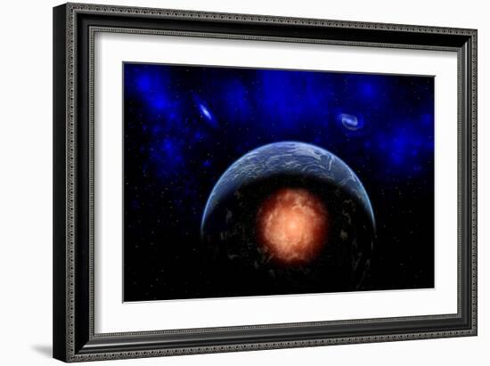 An Asteroid Impacting the Earth-null-Framed Art Print