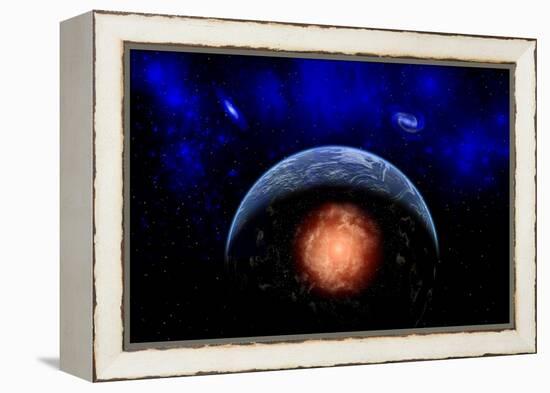 An Asteroid Impacting the Earth-null-Framed Stretched Canvas