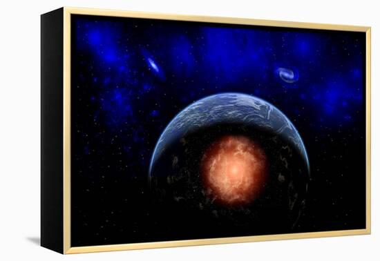 An Asteroid Impacting the Earth-null-Framed Stretched Canvas