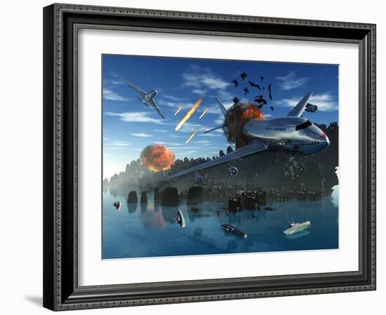 An Asteroid Rips Apart the Earth's Crust Causing Mass Destruction-Stocktrek Images-Framed Photographic Print